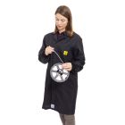 Black ESD Lab Coat with elastic cuffs