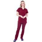 Female Scrubs in Burgundy