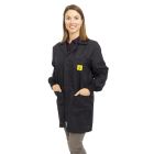 Black ESD Lab Jacket with elastic cuffs