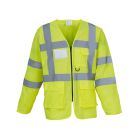 Yoko Hi-Vis Yellow Executive Long Sleeve Waistcoat