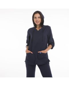 Women's Scrubs Navy Blue Hooded Top
