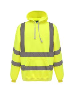 Anti-pill single jersey knitted soft feel fabric hi-vis hoodie