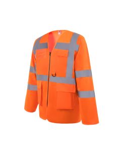Yoko orange hi-vis executive long sleeve waistcoat approved to RIS-3279-TOM the UK rail high visibility standard