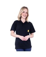 A very popular ESD polo shirt in a black pique polyester cotton fabric.