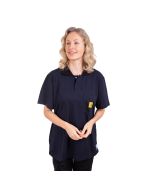 A quality ESD unisex polo shirt in a dark navy fabric with black collar as standard. 